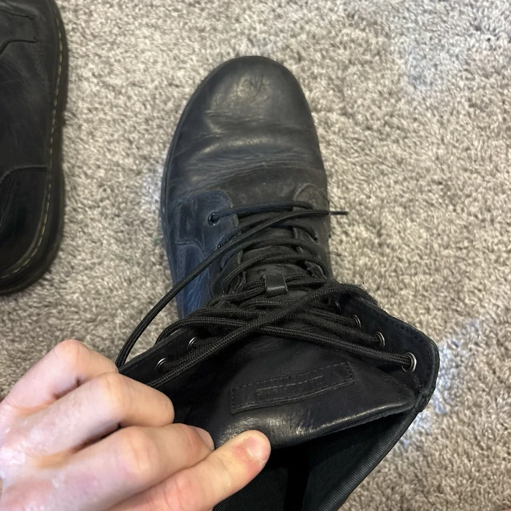 Dr. Martens Combs Leather Black Combat Boots Mens Sz 13 AW004 Air Wair Lace Up